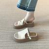 Retro Soft Bottom Outer Wear Casual Cool Slippers Women's Summer New Open-toe Buckle Thick Bottom Heightening Slippers Flat Bottom Comfortable