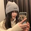 New Autumn and Winter Hat for Women's Letters Cat Ear Knitted Hat Versatile Face Small Pullover Hat Warm Wool Cold Hat Men