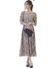 Niana Embroidered Lace Long Party Dress with Ribbon and Back Power Voluminous Midi and Available In Petite and Plus Suitable for and Suitable for