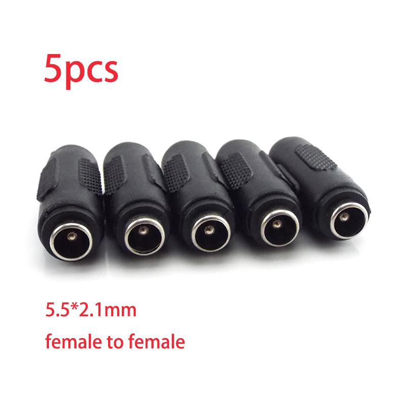 5pcs 5.5*2.1mm DC Male To Male Power Socket Connector CCTV Female To Female Panel Mounting Jack Adaptor