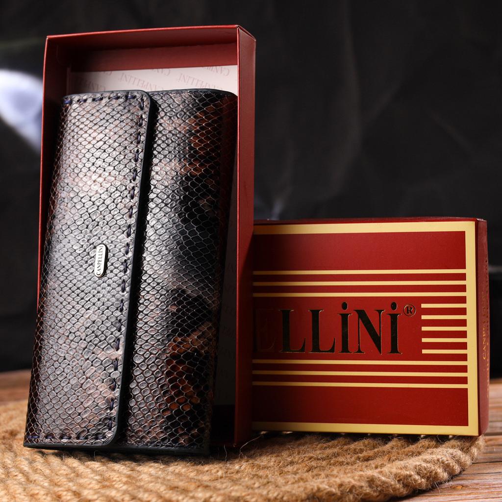 Beautiful Roomy Women's Wallet Made of Genuine Leather with Snake Embossing CANPELLINI Wallet 21663 Multicolored
