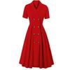 50S Swing Dresses Lapel Collar Short Sleeves Row of Buttons Work Business Office Lady Midi Dress Women's Casual Outfit