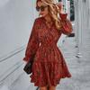Women's V Neck Casual Floral Dress Fashion Butterfly Sleeve Slim Printed Short A Line Summer Dresses