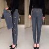 Embroidery Jeans Women's  Elastic High Waist Jeans Fashion Women Pocket Mom Jeans Skinny Stretch Pants Women