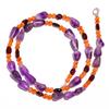 Natural Amethyst Carnelian Garnet Gemstone Smooth Beads Necklace 17" UB-2985 UB-2985