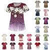 Women's Casual  Print Short Sleeve Sloping Collar Workwear Top With Double Pockets