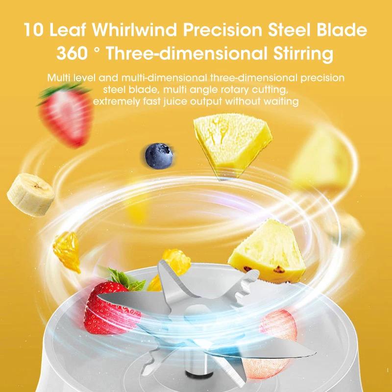 Wireless Electric Juicer Portable 450ml Two Cup Multifunctional Juicer Fruit Pulverizer USB Mixer Automatic Fruit Mixing