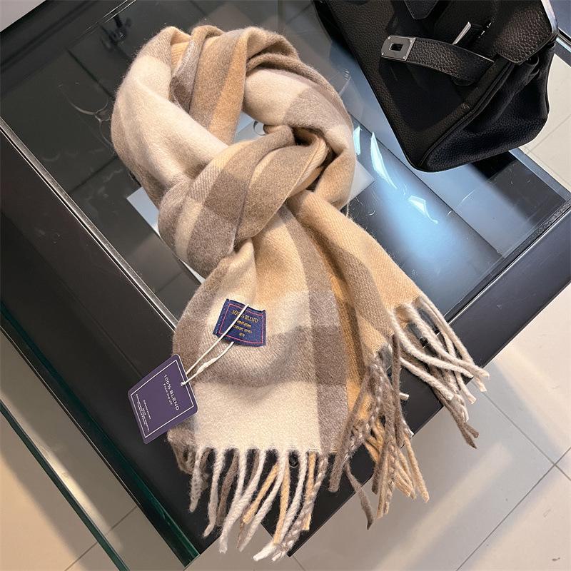 2024 Британский красный клетчатый шарф из искусственного кашемира: Теплый зимний подарочный платок на шею