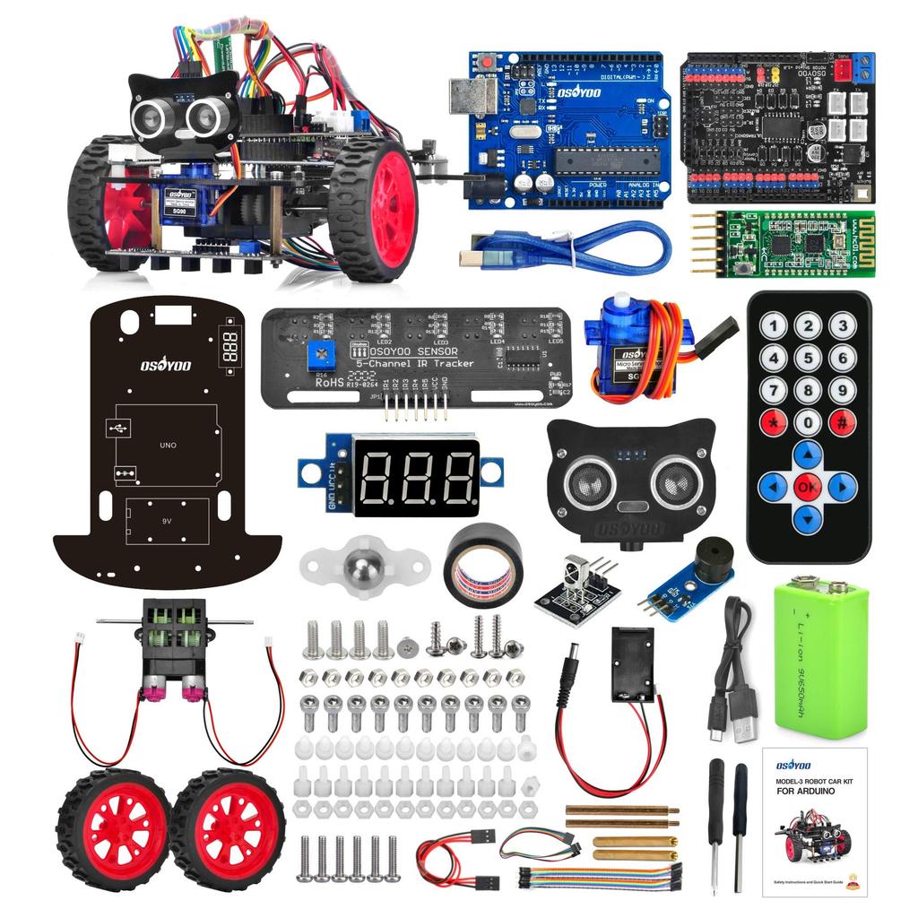 OSOYOO 2 Wheel Drive Smart Robot Car Starter Kit Arduino Compatible UNO R3 Project 2WD Smart Robot Car Kit Open Source Educational Robot Educational