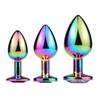3 Sizes Stainless Steel Rainbow Anal Sex Toys Jewel Metal Butt Plug Non Vibrating Butt Plugs