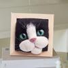 Photo Frame Ornaments with Shaping Base Wool Felt Interactive Lovely Cat Head Doll Knitting Kit Household Supplies