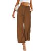 Office-lady Solid Cropped Pants With Pockets Summer Casual Loose High Waist Pants Fashion Straight  Spodnie Damskie 26529