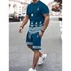 2025 Summer Fashion T Shirt Shorts Set High Temperament Street Men's Mens 3D Short Sleeve Loose Top Gradient Coconut Print Style