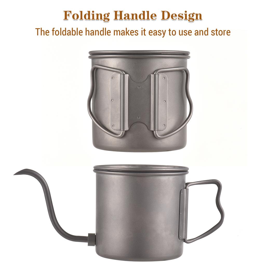 400ml Pour Over Kettle Gooseneck Coffee Kettle and Cup Set with Removable Coffee Spout and Folding Handle