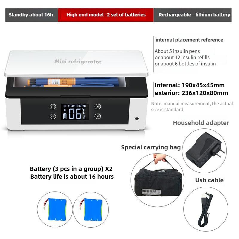 Перезаряжаемый холодильник для инсулина Мини-специальный холодильник для лекарств Портативный для использования в машине и дома Маленький холодильник