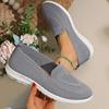 Women's Flat Slip-On Fly Knit Breathable Mesh Shoes Spring New Style Lightweight Mom Shoes Comfortable All-Season Casual Footwea