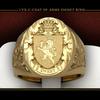 Royal Shield Ring with Lion Crown 18k Gold Plated Men Jewelry Vintage Design