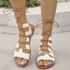 Fashion Women's Nude Lace-up Flat Sandals Summer  Fashionable Elegant Gladiator Shoes Open Toe Designer Women's Shoes Zapatos De Mujer