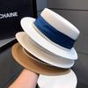 Hat Women 2025 New Summer Retro Fashion Pearl Straw Top Hat Travel Seaside Flat Top Celebrity Style Straw Hat