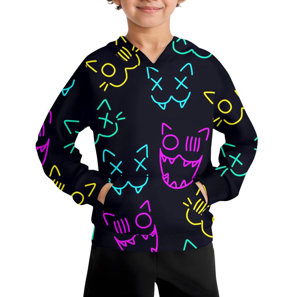 Boys Casual Fashion Long Sleeve Hooded Pocket Sweatshirt