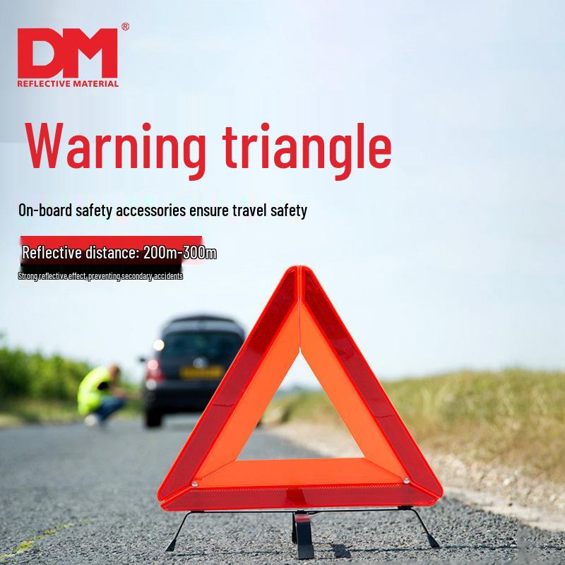 Compact Car Safety Triangle Reflector: Foldable Warning Sign with Tripod Base
