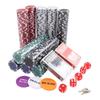 500Pcs Poker Chips 2 Set Play Cards 5 Dices Set with Carrying Case for Home Travel Camping Picnic
