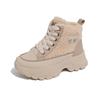 Women's Chunky Platform Snow Boots Winter Warm Faux Fur Lining Ankle Booties Lace-Up Comfortable Anti-Slip PU Leather Short Boots Shoes for Women