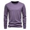 TrendHub Solid Color Cotton T Shirt Men Casual O-neck Long Sleeved Mens Tshirts Spring Autumn High Quality Basic T-shirt Male