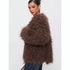Autumn and Winter New Fashion Large Size Imitation Fur Coat Artificial Fur Brown Jacket Padded Top Women