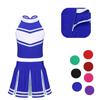 Kids Cheerleading Outfit 2Pcs Girls Dance Cheerleading Stage Performance Costumes Sleeveless Tops with Skirt