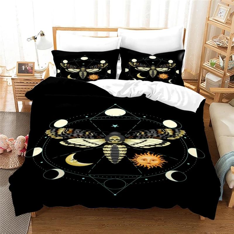 Home Textile Death's Head Hawk Moth Printed Bedding Set 3d Duvet Cover Set with Pillowcase Twin Full Queen King Size Bedclothes