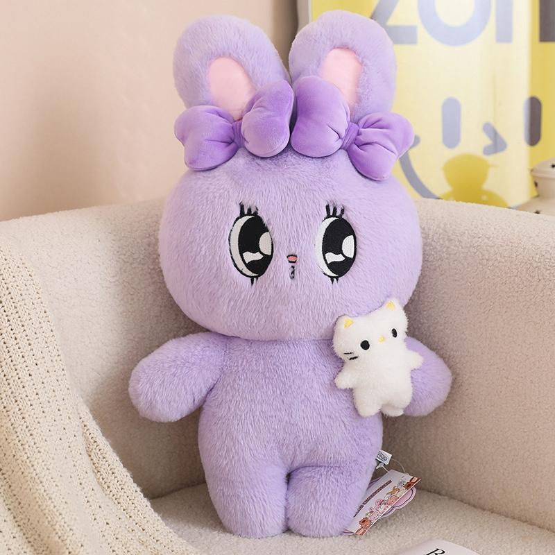 Cartoon High Quality Rabbit Plush Doll Pendant Pillow Pink Purple White Big Eyes Rabbit Plush Toy for Girls Birthday Gift
