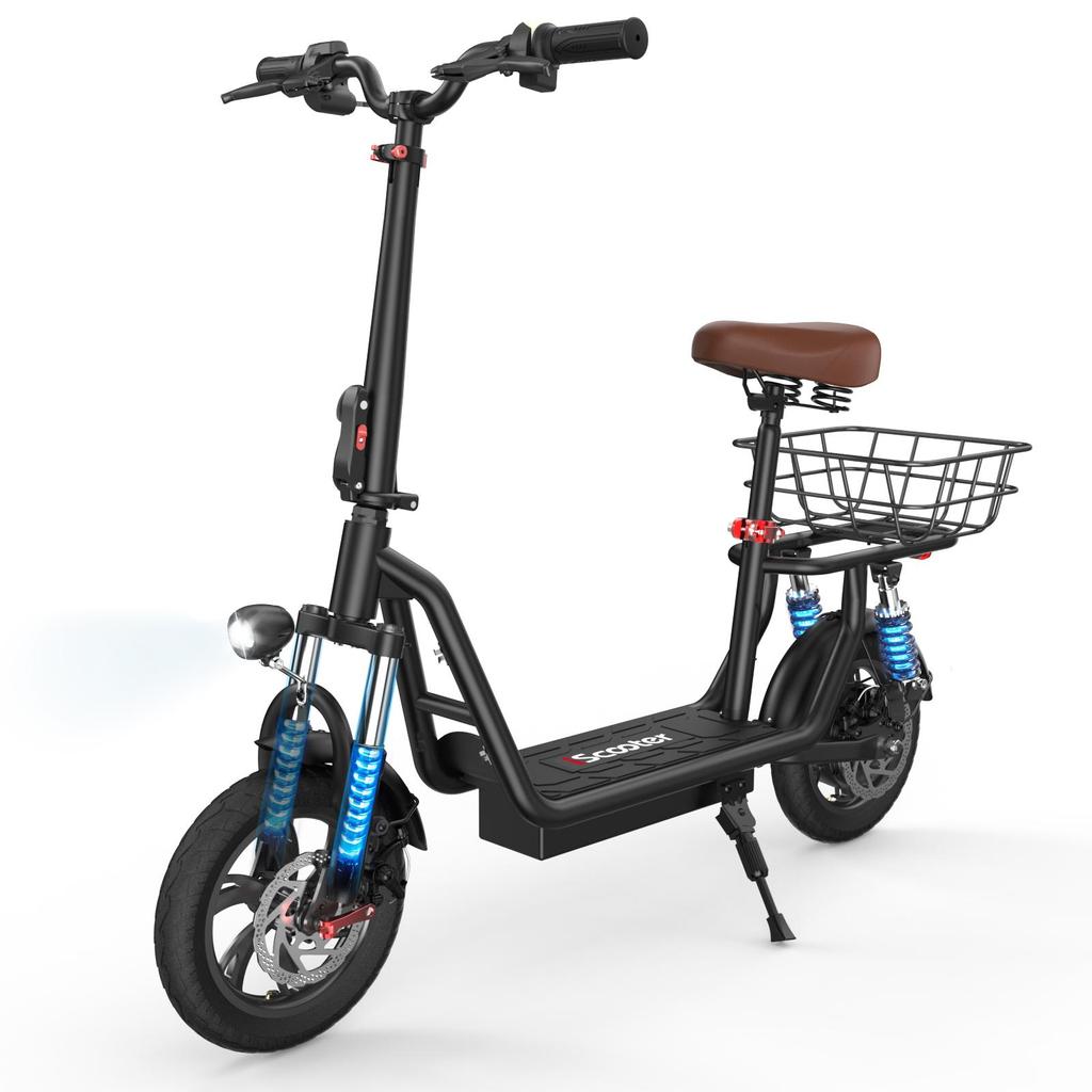 iScooter I12 Electric Scooter For Unisex 25KM/H 500W 7.5Ah 12 Inch Pneumatic Road Tire 30-35KM Range City Commuting E-Scooter with Basket
