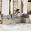 6-piece Garden Sofa Set with Beige Poly Rattan Cushions, 2-seater Garden Sofa with Storage and Cushions 3354729
