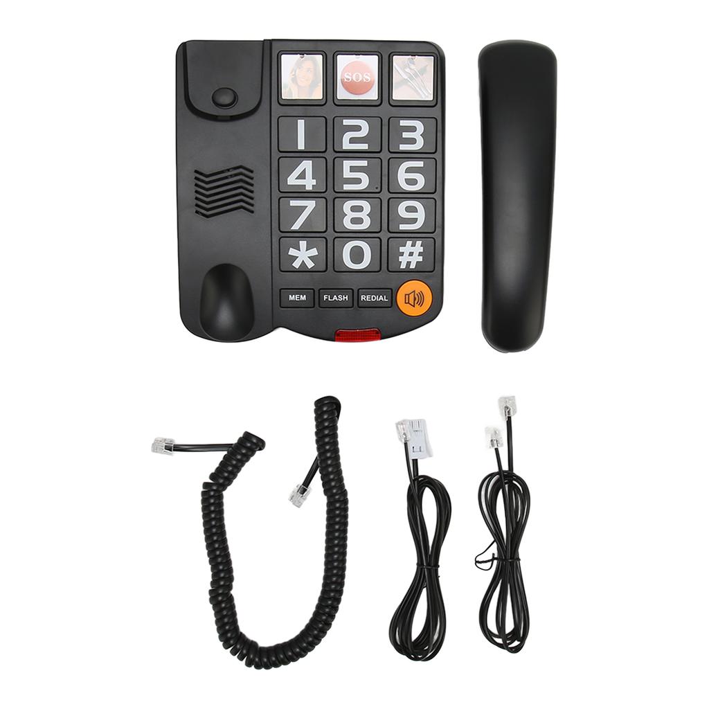Big Button Phone Multifunction One Touch Dialling Hands Free Corded Landline Telephone with Loud