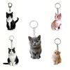 Cute Cat Key Chains Lovely Black White Cat Acrylic Pendant Children Funny Keychains Girl's Schoolbag Ornament