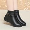 Mom's Snow Boots Genuine Leather Flat Bottom Anti Slip Large Size Women's Short Boots Winter Wool Warm Women's Snow Boots