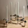 Nordic Candle Holder Metal Molecular Structure Triangle Candlestick Vintage Candle Stand  Gift