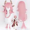 Genshin Impact Yae Guuji Cosplay 85cm Wig Pink Wig Cosplay Anime Cosplay Wigs Heat Resistant Synthetic Hair Wigs + Wig Cap