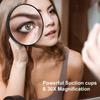 Portable 30X Magnifying Cosmetic Mirror Suction Cup Tweezers Included Portable Magnifier Makeup Mirror for Travel