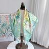 Scarf Light Green 90/90 Luxury Design For Woman Hand Curled Neck Scarf Hijab Headscarf Shawl With Flower Print 100 Pro Silk