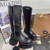 New Thick Soled Spicy Girl Street Versatile Round Headed Long Leg Knight Boots British Commuting Fashionable High Leg Boots