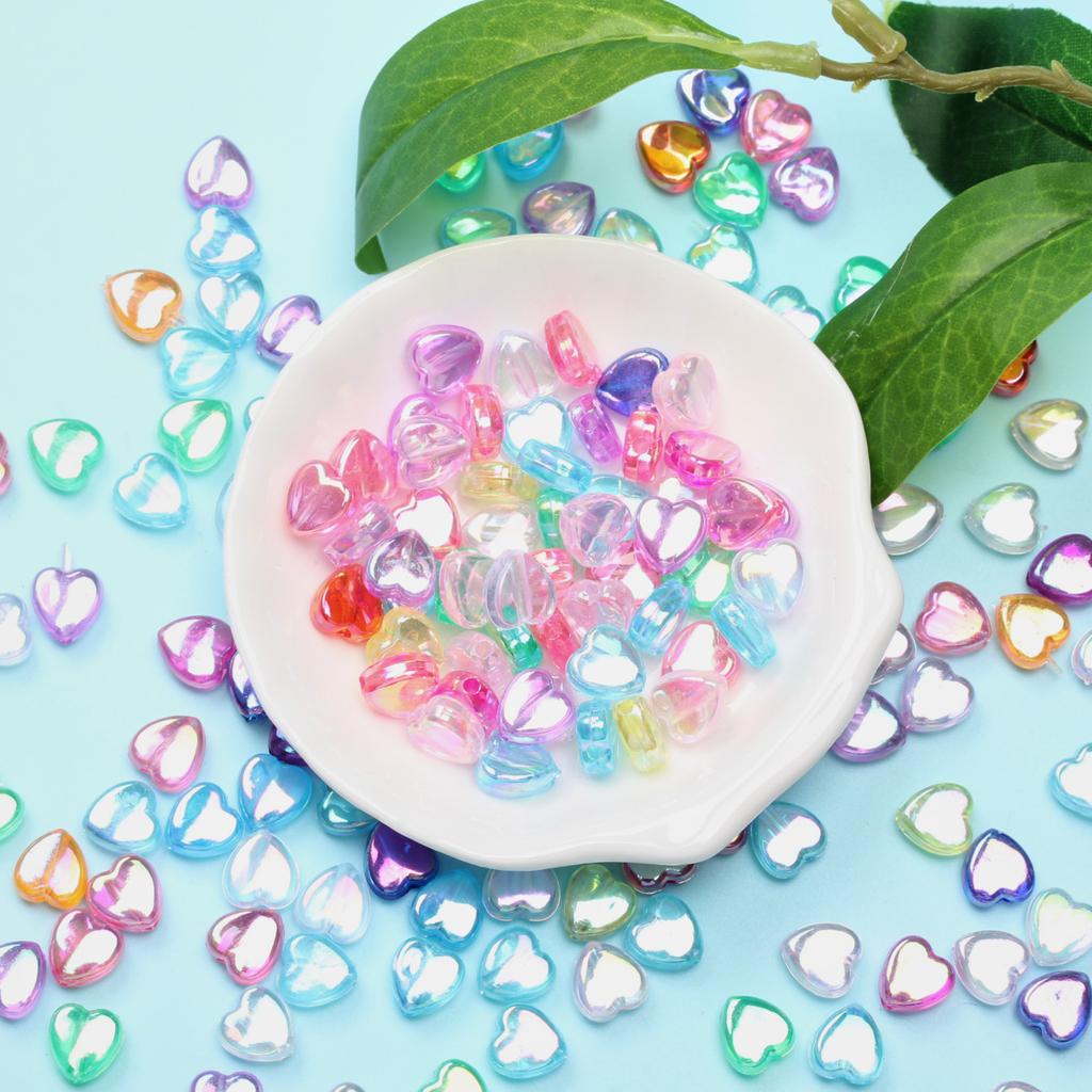 Earrings DIY Acrylic Bracelet Necklace 150Pcs Loose Beads Beads 8.5*9mm For Jewelry Making Heart Shape Charms Accessories