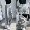 Банановые спортивные штаны женские весна и осень новые драпирующиеся прямые свободные широкие брюки маленькие повседневные серые спортивные штаны