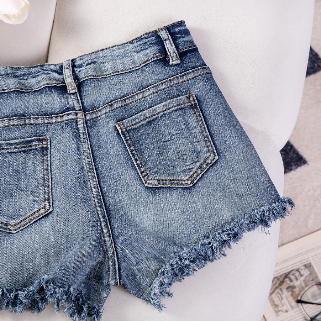 Cross-Border European & American Sexy Casual High-Waisted Plus Size Ripped Denim Shorts for Women