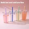 Transparent Tritan Straw Tumbler 16oz Colorful Coffee Cup with Lid Cute Leak-Proof Sippy Cup for Iced Coffee Tea Juice Milk