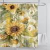 Sunflower Flower Shower Curtain Waterproof Shower Curtain Polyester Fabric 3D Printed Curtain Bathroom Decoration With Hooks