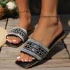 Fashion Fashion 2024 Summer Outdoor Beach Sandals Square Head Golden Luxury High Quality Women Slippers  Zapatos De Mujer  Sandalen