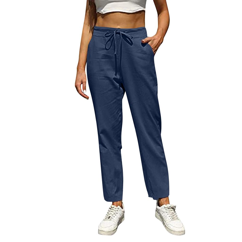 Women's Summer Casual Wide-leg Cotton And Linen High Waist Loose Trousers