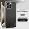 Luxury Bamboo Leather Phone Case For iPhone 16 15 14 13 12 11 Pro Max Xs Plus Ultra-thin Electroplate Silicone Shockproof Cover